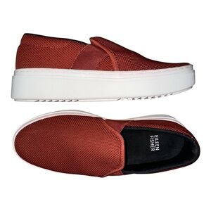 Eileen Fisher Brick Red Platform Sneakers 6